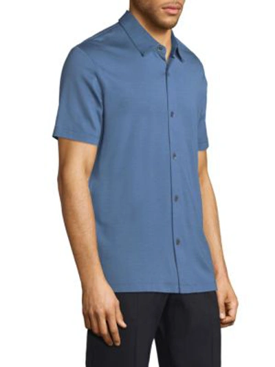Shop Theory Silk Blend Button-down Shirt In Iris