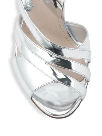 Shop Miu Miu Metallic Leather Ankle-strap Sandals In Silver