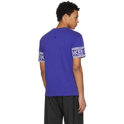Shop Kenzo Blue Logo Sleeve T-shirt In 74.blue