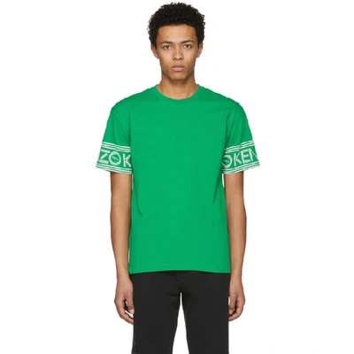 Shop Kenzo Green Logo Sleeve T-shirt In 57.green