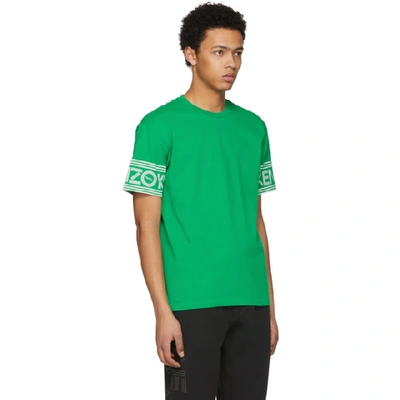 Shop Kenzo Green Logo Sleeve T-shirt In 57.green