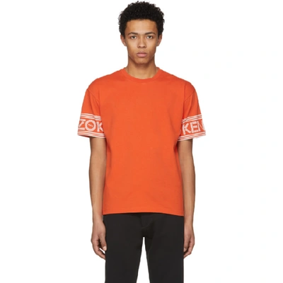 Shop Kenzo Orange Logo Sleeve T-shirt In 21.orange