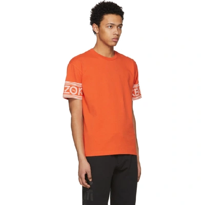 Shop Kenzo Orange Logo Sleeve T-shirt In 21.orange
