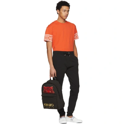 Shop Kenzo Orange Logo Sleeve T-shirt In 21.orange