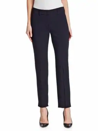 Shop Emporio Armani Stretch Crepe Wool Pants In Navy