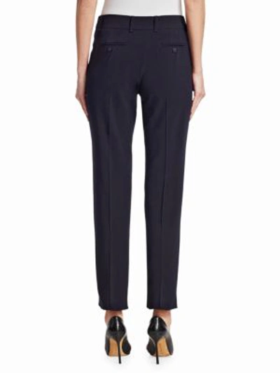 Shop Emporio Armani Stretch Crepe Wool Pants In Navy