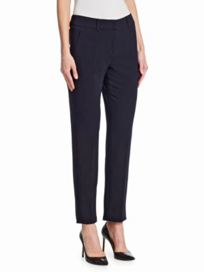 Shop Emporio Armani Stretch Crepe Wool Pants In Navy