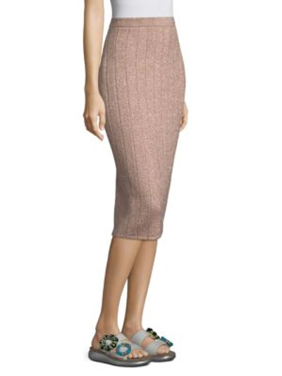 Shop Marc Jacobs Glittery Ribbed Pencil Skirt In Pale Blue