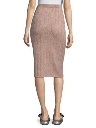 Shop Marc Jacobs Glittery Ribbed Pencil Skirt In Peach