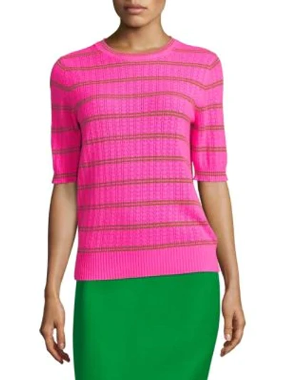 Shop Marc Jacobs Pointelle Knit Crewneck Top In Pink