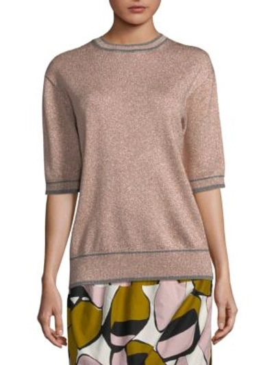 Shop Marc Jacobs Glittery Crewneck Top In Peach