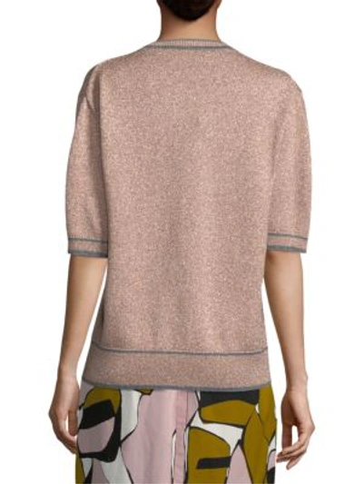 Shop Marc Jacobs Glittery Crewneck Top In Peach