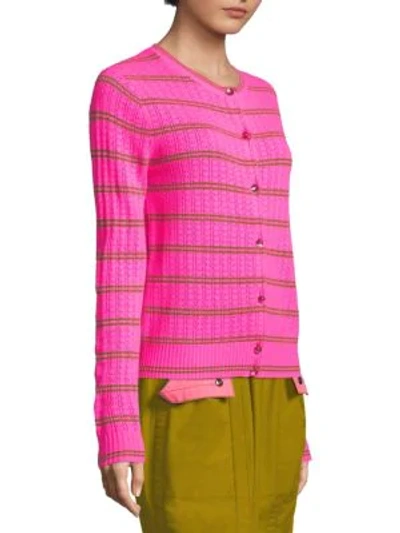 Shop Marc Jacobs Pointelle Knit Cardigan In Pink