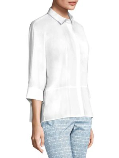 Shop Peserico Oversize Chain Collar Blouse In White