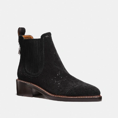 Shop Coach Bowery Chelsea Boot With Cut Out Tea Rose In Black