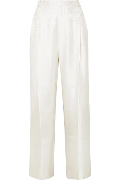 Shop Givenchy Satin-jacquard Pants In White