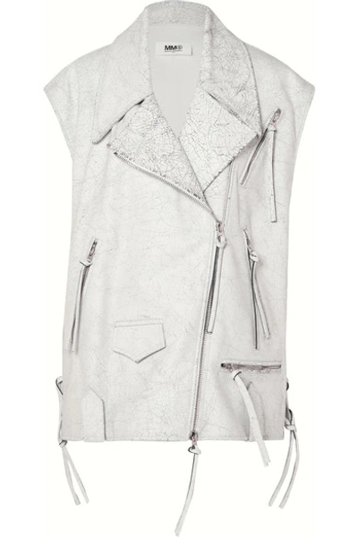 Shop Mm6 Maison Margiela Oversized Cracked-leather Vest In White
