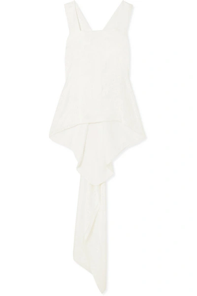 Shop Givenchy Draped Satin-jacquard Top In Ivory