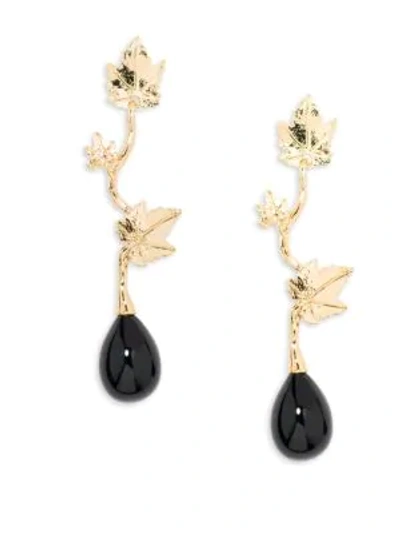 Shop Aurelie Bidermann Vitis Black Agate Drop Earrings In Gold Black