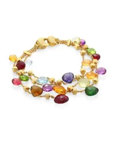 Shop Marco Bicego Paradise Semi-precious Multi-stone Three-strand Bracelet In Gold Multi