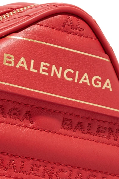 Shop Balenciaga Blanket Reporter Xs Printed Quilted Leather Shoulder Bag In Red
