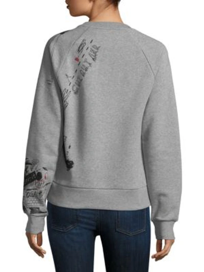 Shop Burberry Graffiti-print Sweatshirt In Pale Grey