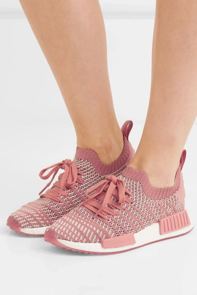 Shop Adidas Originals Nmd R1 Rubber-trimmed Primeknit Sneakers In Pink