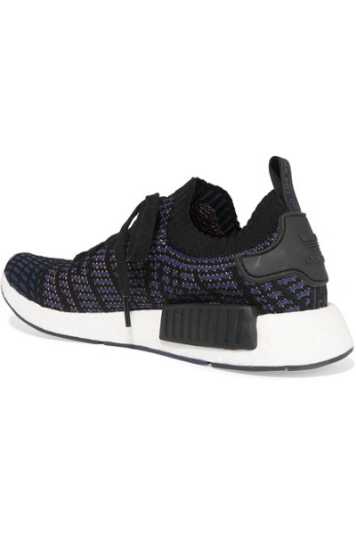 Shop Adidas Originals Nmd R1 Rubber-trimmed Primeknit Sneakers In Black