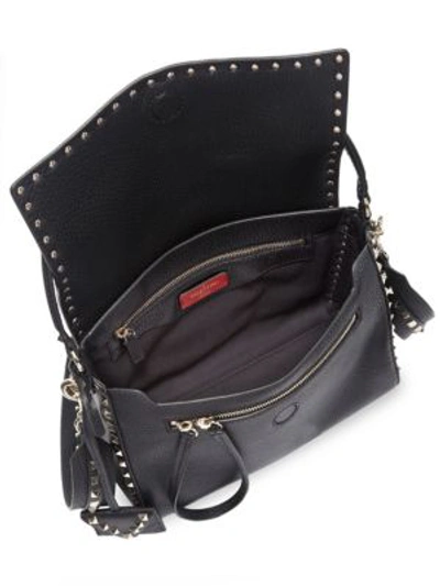 Shop Valentino Studded Large Leather Shoulder Bag In Poudre
