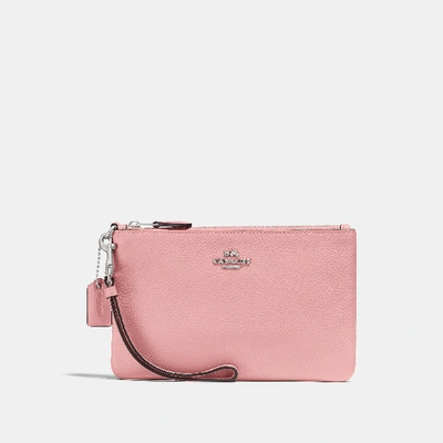 Shop Coach Small Wristlet In Peony/silver
