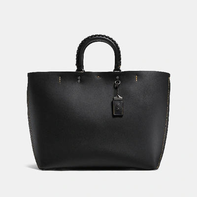 Shop Coach Rogue Tote With Whipstitch Handle - Women's In Black/black Copper