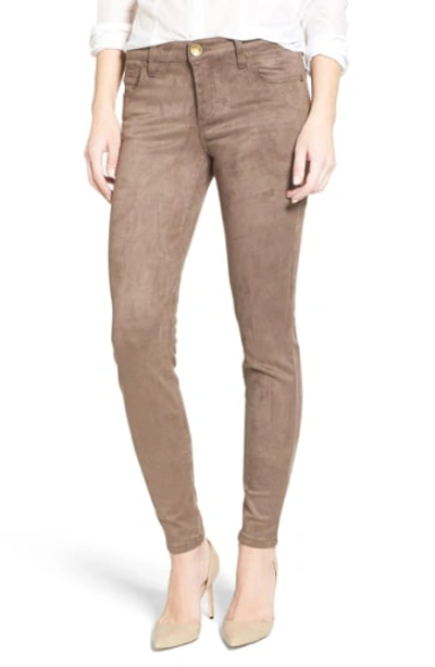 Shop Kut From The Kloth Mia Faux Suede Skinny Jeans In Brown