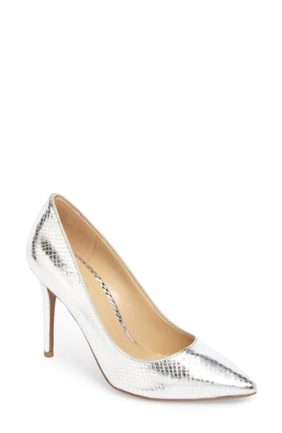 Shop Michael Michael Kors Claire Pointy Toe Pump In Silver