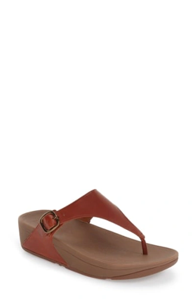 Shop Fitflop 'the Skinny' Flip Flop In Dark Tan Smooth Leather