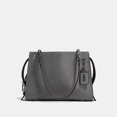 Shop Coach Rogue Shoulder Bag In Black Copper/heather Grey