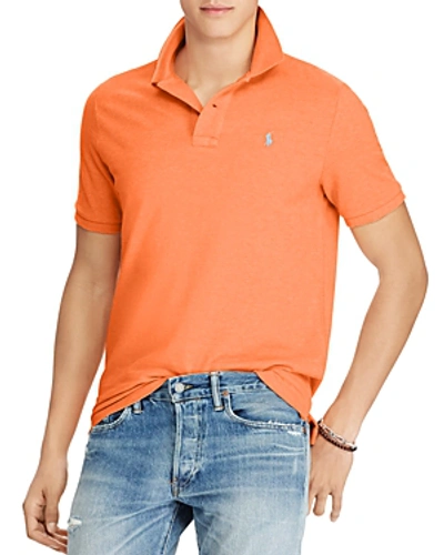 Shop Polo Ralph Lauren Cotton Mesh Custom Slim Fit Polo Shirt In Heather Orange