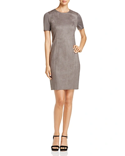 Shop Elie Tahari Emily Faux-suede Sheath Dress In Chickory
