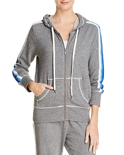 Shop Splendid Striped-trim Hoodie - 100% Exclusive In Heather Gray