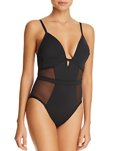 Shop Kenneth Cole Mesh Pushup One Piece Swimsuit In Black