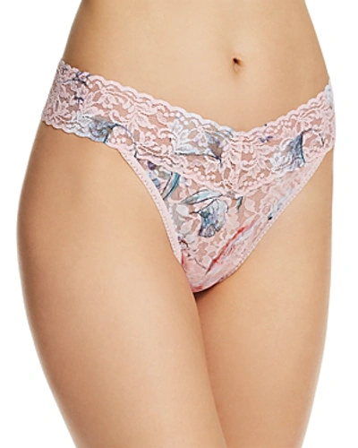 Shop Hanky Panky Original-rise Printed Lace Thong In Cherie