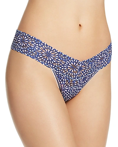 Shop Hanky Panky Low-rise Printed Lace Thong In Maria
