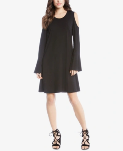Shop Karen Kane Cold-shoulder A-line Dress In Black