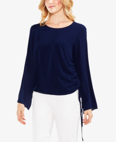 Shop Vince Camuto Side-tie Bell-sleeve Top In Night Sky
