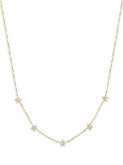 Shop Ef Collection 14k Yellow Gold Five Mini Star Diamond Necklace