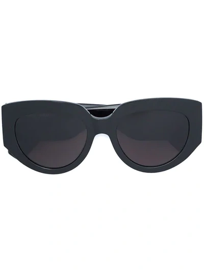 Shop Saint Laurent Round Oversized Temple Sunglasses In Black