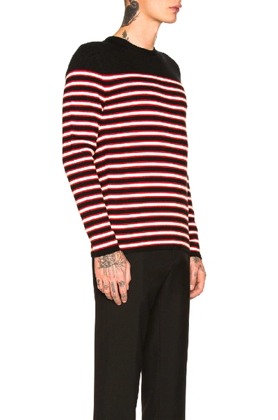 Shop Saint Laurent Striped Cashmere Sweater In Black