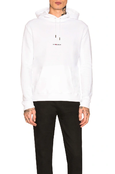 Shop Saint Laurent Logo Hoodie In White