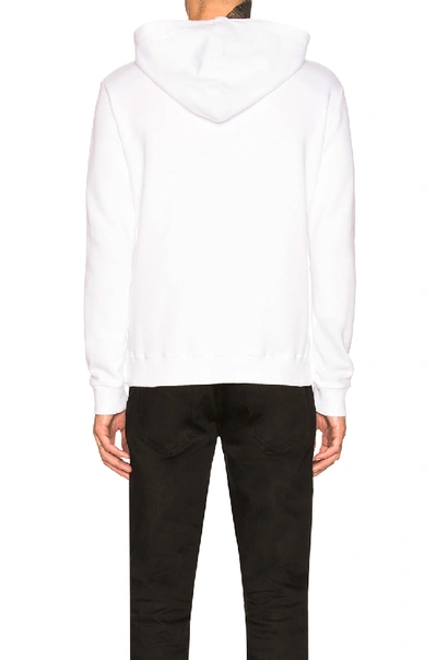 Saint Laurent Signature Logo Cropped Hooded Sweatshirt In White