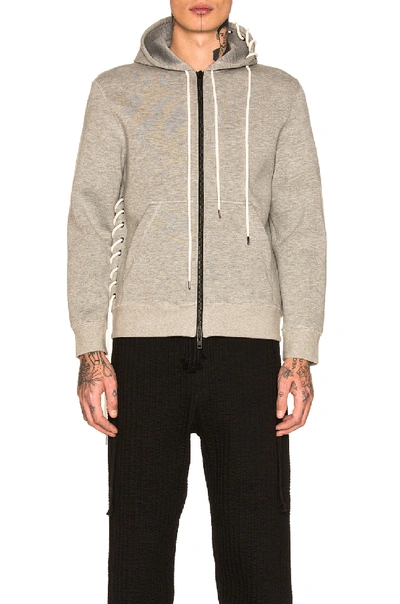 Shop Craig Green Laced Bonded Hoodie In Grey