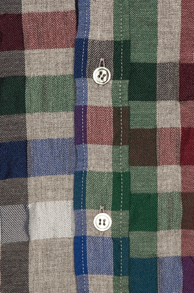 Shop Sacai Sucker Check Shirt In Gray,checkered & Plaid